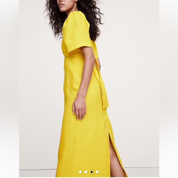 Banana Republic Linen Sweetheart Maxi Dress Woman’s Citrus Season Yellow Size 8 - Picture 5 of 12